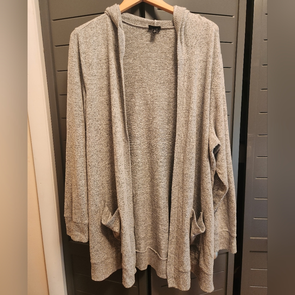 Torrid heather gray hooded cardigan with pockets, women's 3X